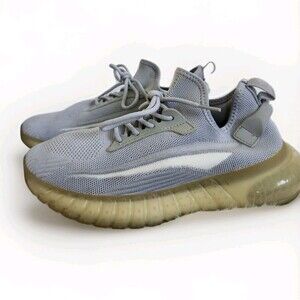 Ubee Gray Knit Sneakers Men Sz 7 Lace Up Athletic Running Shoes Translucent Sole